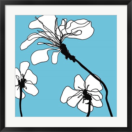 Framed Flowers in Blue 1 Print