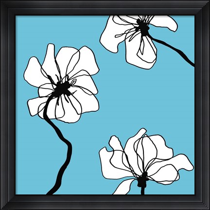Framed Flowers in Blue 2 Print