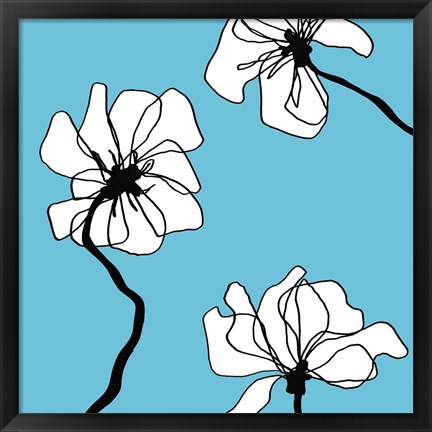 Framed Flowers in Blue 2 Print