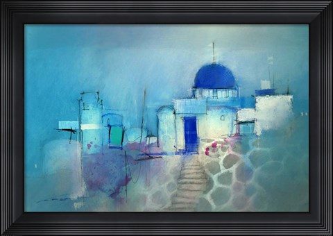 Framed Santorini Blue Print
