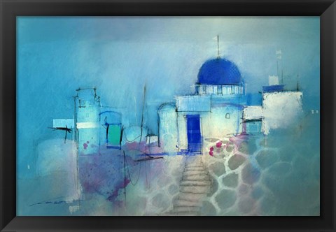 Framed Santorini Blue Print