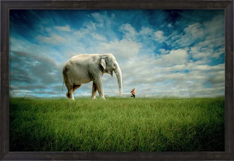 Framed Elephant Follow Me Print