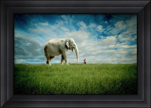 Framed Elephant Follow Me Print