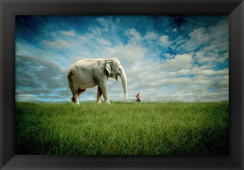 Framed Elephant Follow Me Print