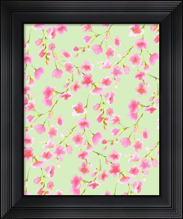 Framed Cherry Blossom Green Print