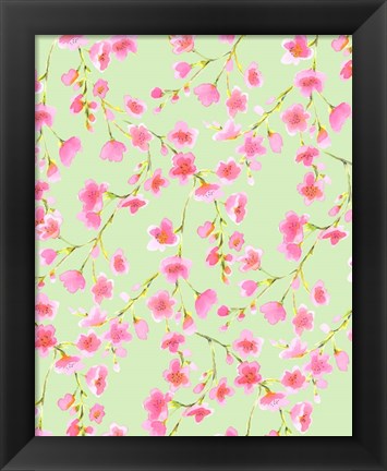 Framed Cherry Blossom Green Print