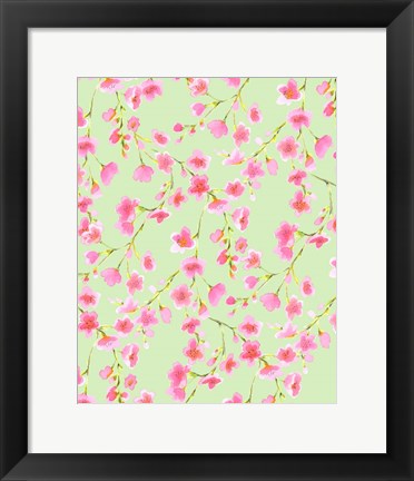 Framed Cherry Blossom Green Print