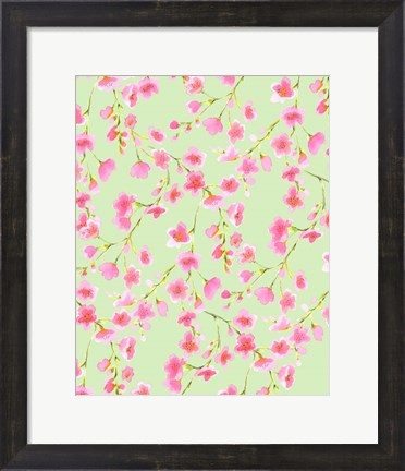 Framed Cherry Blossom Green Print