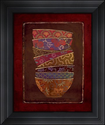 Framed Asian Bowls II Print