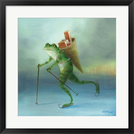 Framed Yuletide Frog Print