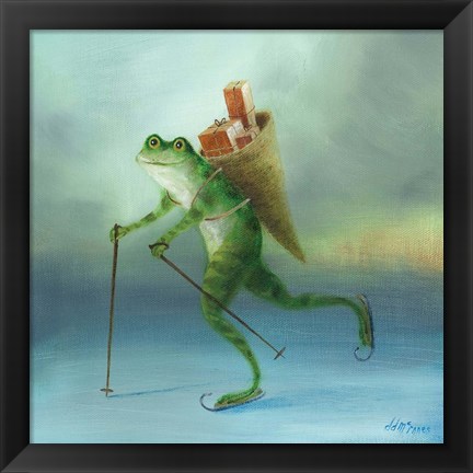 Framed Yuletide Frog Print