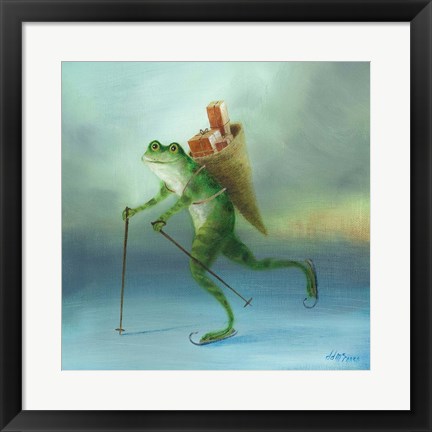 Framed Yuletide Frog Print