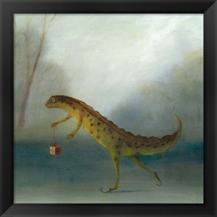 Framed Yuletide Newt Print