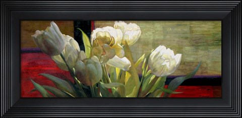 Framed Tulips with Red Print