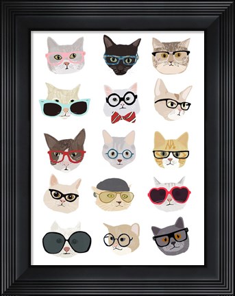 Framed Cats with Glasses Print