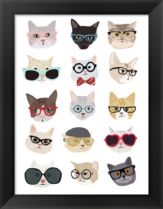 Framed Cats with Glasses Print