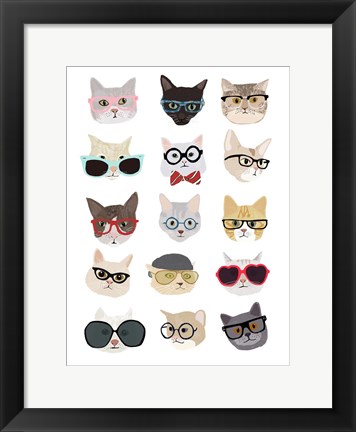 Framed Cats with Glasses Print