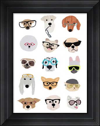 Framed Dogs with Glasses Print