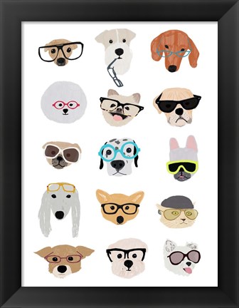 Framed Dogs with Glasses Print