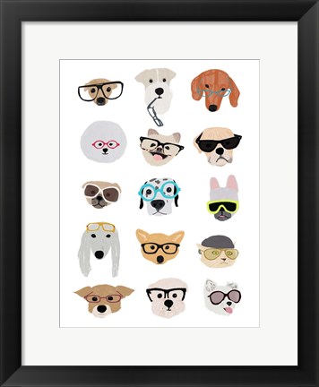 Framed Dogs with Glasses Print