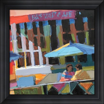 Framed Bus Stop Cafe Print