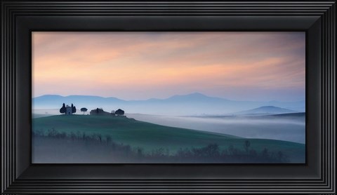 Framed Capella di Vitaleta at Dawn - Tuscany I Print