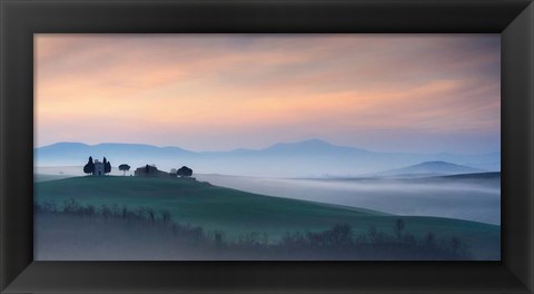 Framed Capella di Vitaleta at Dawn - Tuscany I Print