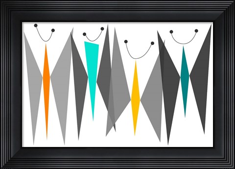 Framed Butterflies - Grays Print