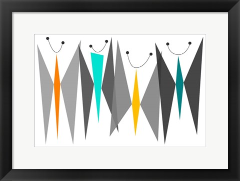 Framed Butterflies - Grays Print
