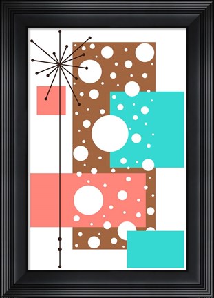 Framed Lacuna - Aqua and Brown Print