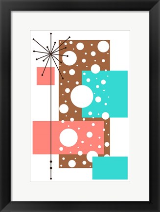 Framed Lacuna - Aqua and Brown Print