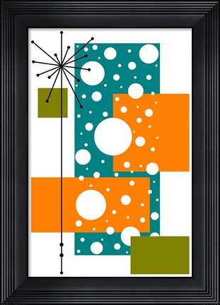 Framed Lacuna - Aqua and Orange Print