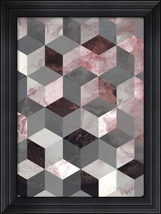 Framed Cubes Rose Print