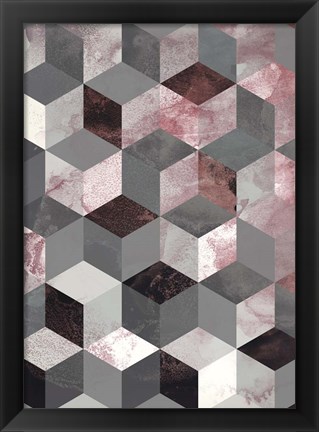 Framed Cubes Rose Print