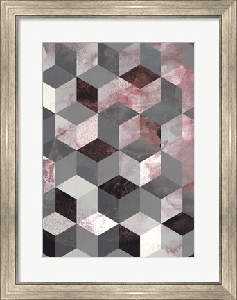 Framed Cubes Rose Print