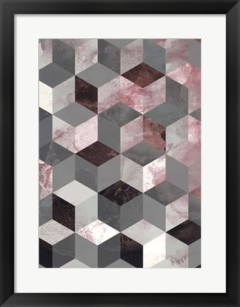 Framed Cubes Rose Print