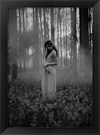 Framed Girl in the Woods Print