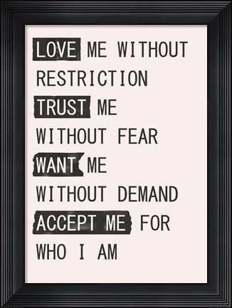 Framed Love Me 1 Print