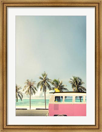 Framed Surf Bus Pink Print