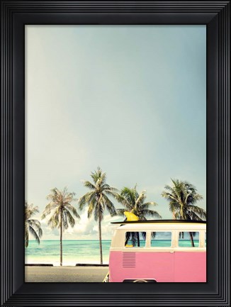 Framed Surf Bus Pink Print