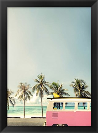 Framed Surf Bus Pink Print