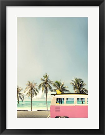 Framed Surf Bus Pink Print