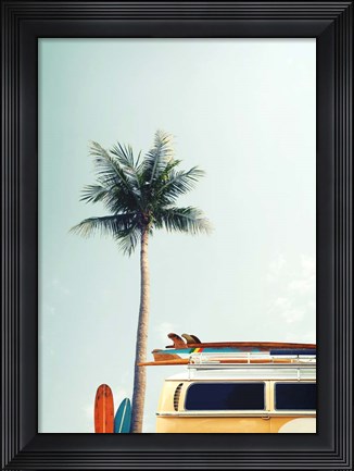 Framed Surf Bus Yellow Print