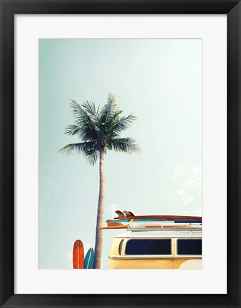 Framed Surf Bus Yellow Print