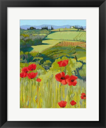 Framed Field of Poppies Print