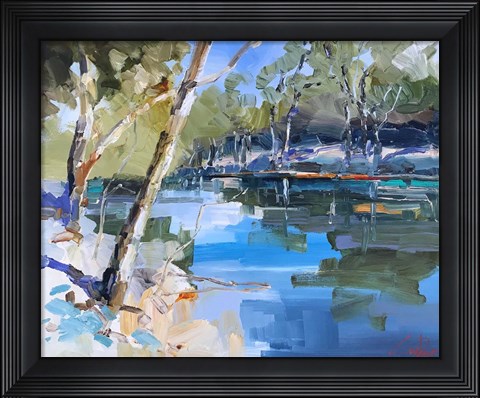 Framed Bank on the Murray Print