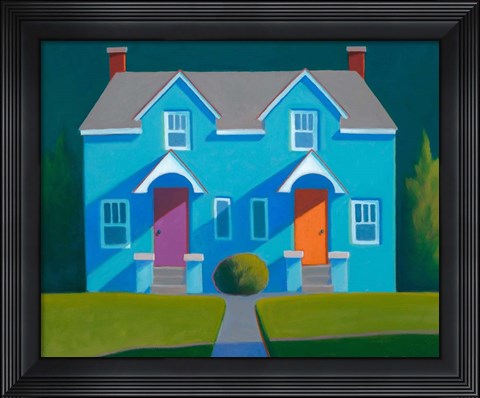 Framed Blue House Print