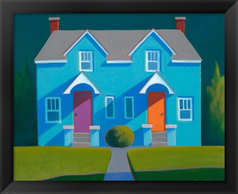 Framed Blue House Print