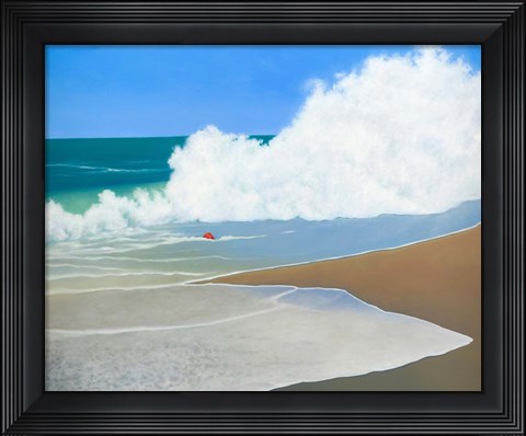 Framed Red Pail in the Sand Print