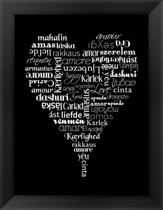 Framed Translation of Love (black) Print